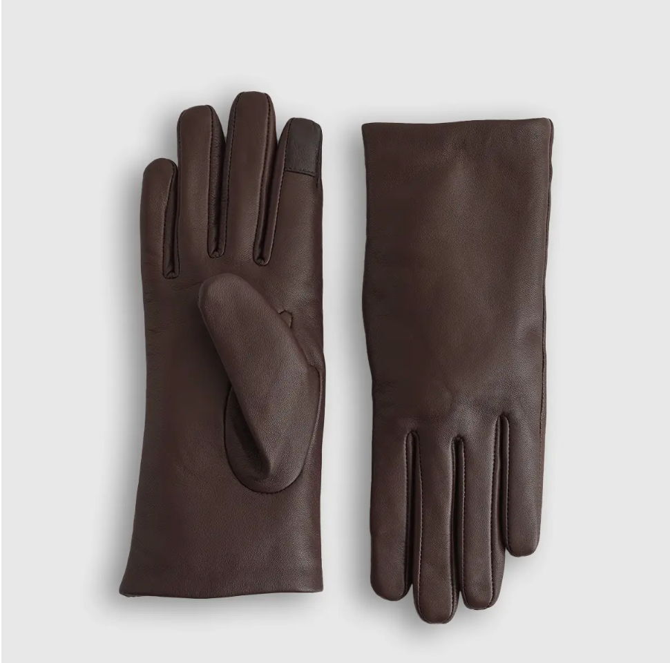 quince leather and cashmere gloves